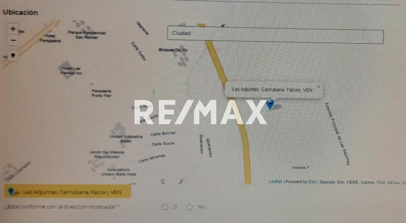 Terreno en Venta. Las Adjuntas, Punto Fijo, VEN